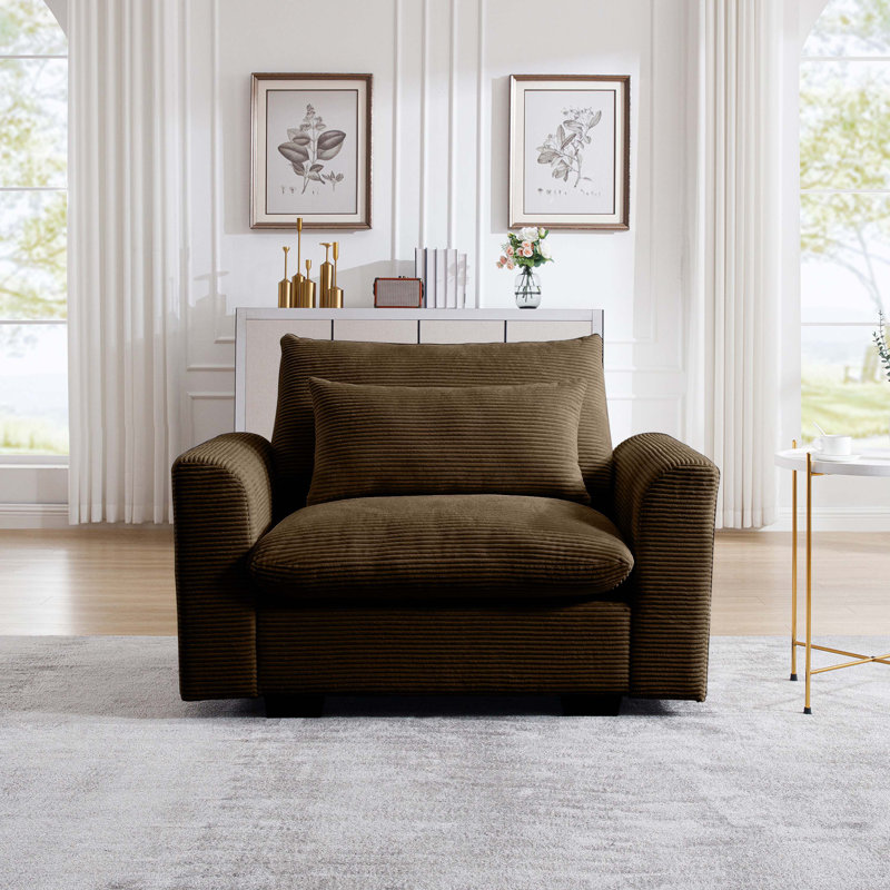Latitude Run Brown Corduroy Deep Seat Single Sofa Accent Chair Deep Seat Couch for Living Room Apartment Office Wayfair Canada